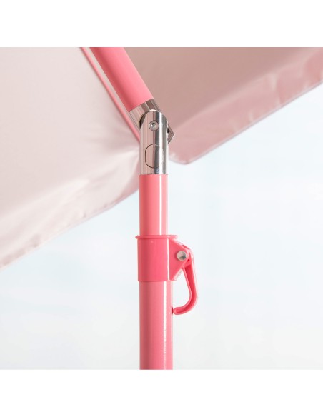 Parasol de plage rose inclinable de 220 cm de diamètre avec protection UV50