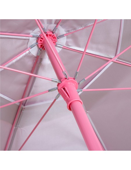 Parasol de plage rose inclinable de 220 cm de diamètre avec protection UV50