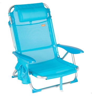 Silla playa baja XL multiposición 51x45x76 cm azul