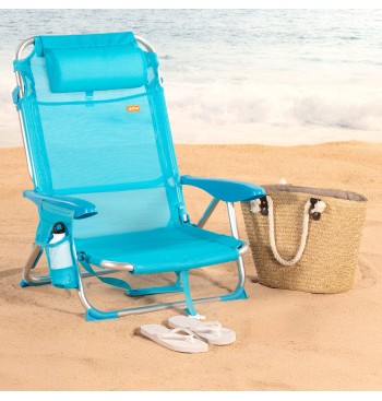 Silla playa baja XL multiposición 51x45x76 cm azul 2