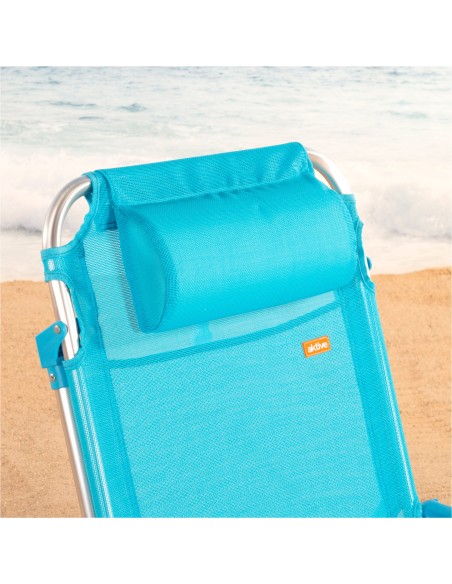 Silla playa baja XL multiposición 51x45x76 cm azul