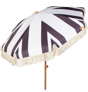 Parasol de plage à 8 baleines, 200 cm, imprimé noir et...