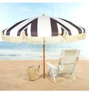 Parasol de plage à 8 baleines, 200 cm, imprimé noir et... 2