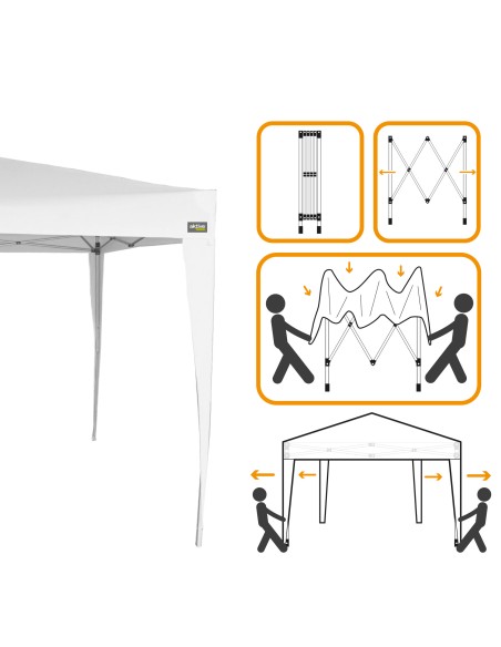 Tonnelle pliable et réglable en hauteur 300x300x240/250 cm blanc