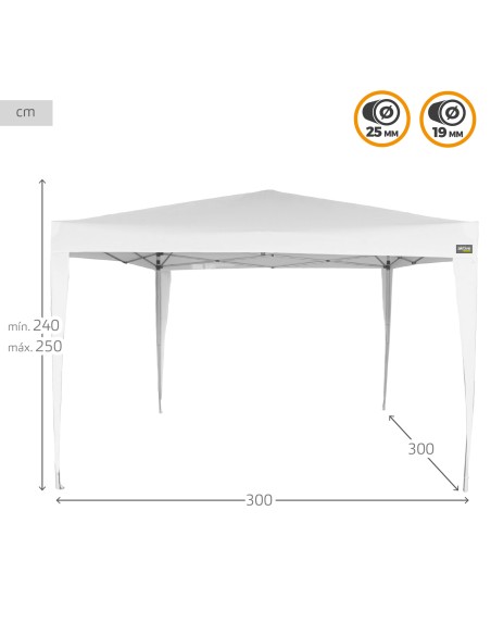 Tonnelle pliable et réglable en hauteur 300x300x240/250 cm blanc