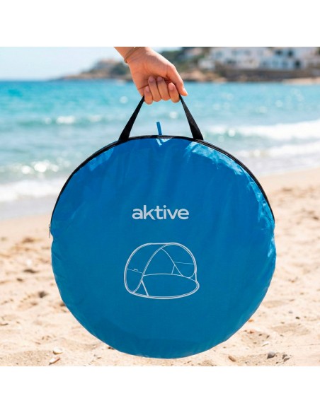 Tente coupe-vent de plage bleu 148x148x90 cm