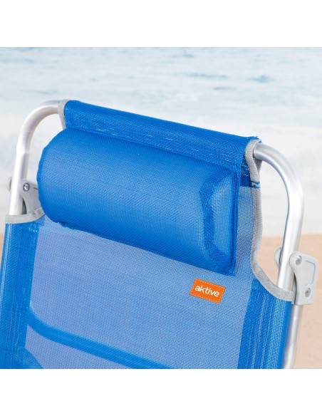 Chaise de plage basse multiposition 47x49x82 cm bleu