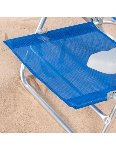 Chaise de plage basse multiposition 47x49x82 cm bleu