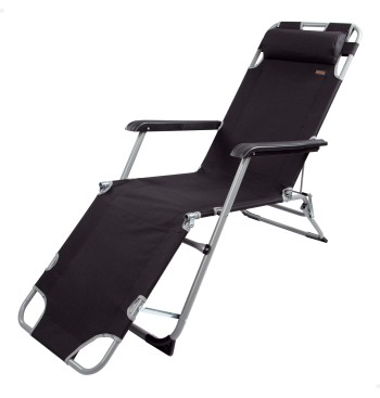 Chaise longue de jardin pliante multipositions noire avec...
