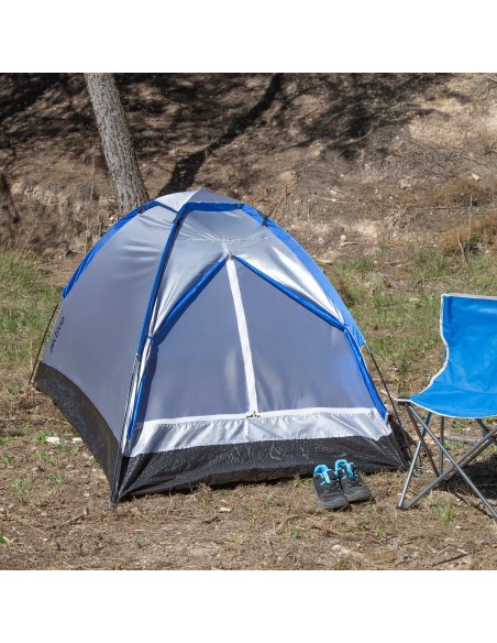 Tente 2 personnes grise et bleue 120x200x100 cm