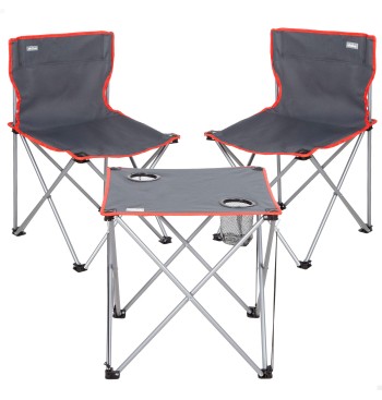 Set de table et 2 chaises de camping en acier