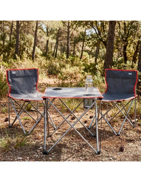Set de table et 2 chaises de camping en acier