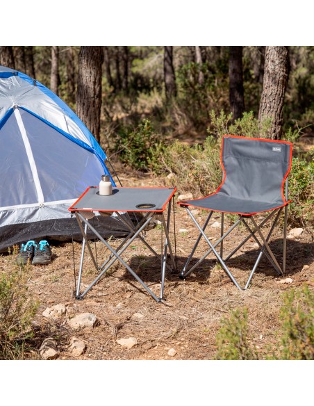 Set de table et 2 chaises de camping en acier
