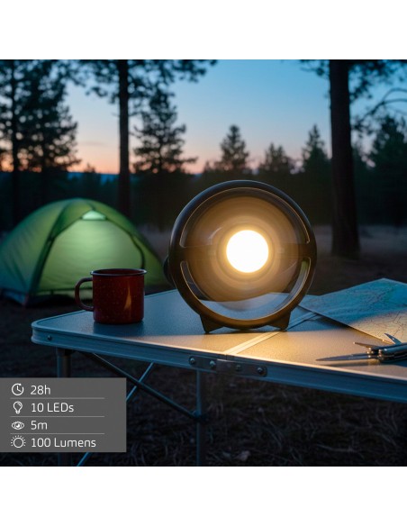 Lampe de camping LED USB 3 en 1 avec ventilateur, 100 lumens