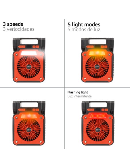 Lampe de camping LED USB 3 en 1 avec ventilateur, 70 lumens