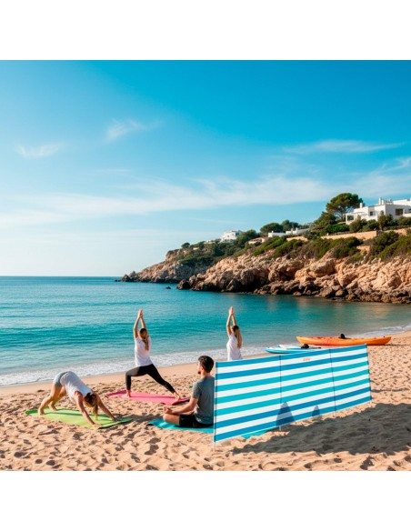Brise-vent de plage à rayures nautiques 480x100 cm UV30