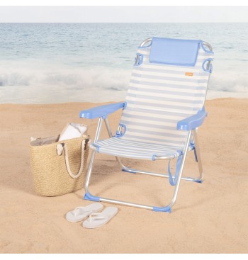 Silla playa multiposición 48x60x90 cm marinera 2