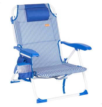 Chaise de plage multipositions 48x58x76 cm à rayures...