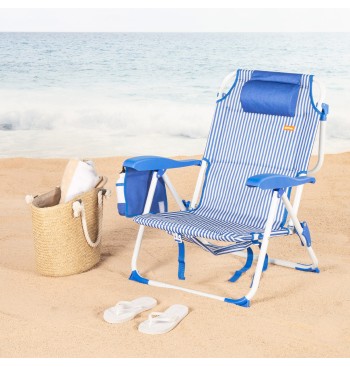Chaise de plage multipositions 48x58x76 cm à rayures... 2