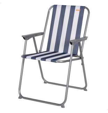 Chaise de plage pliante haute et fixe, style nautique, 45...