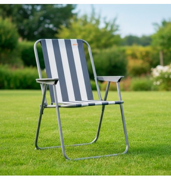 Chaise de plage pliante haute et fixe, style nautique, 45... 2