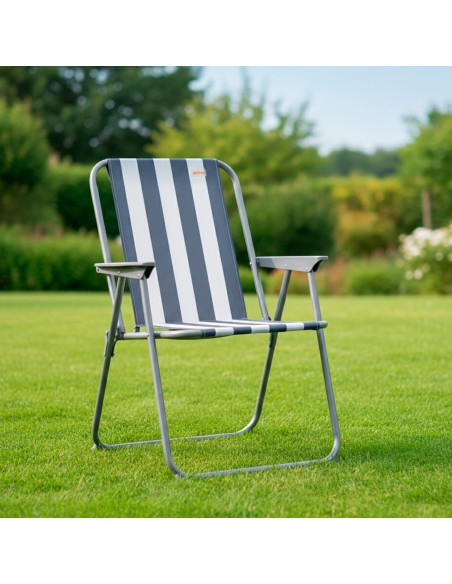 Chaise de plage pliante haute et fixe, style nautique, 45 x 42 x 75 cm