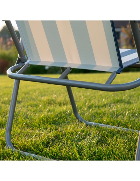 Chaise de plage pliante haute et fixe, style nautique, 45 x 42 x 75 cm