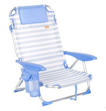 Chaise de plage basse multiposition 51x45x76 cm avec poches