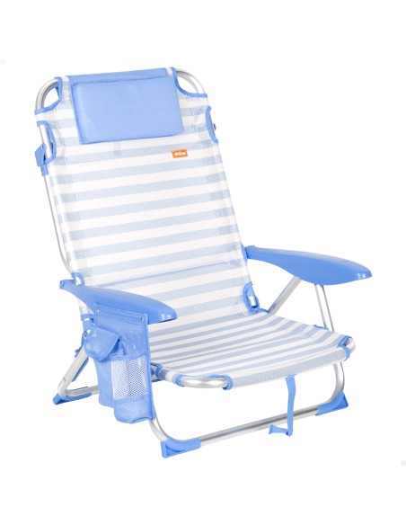 Chaise de plage basse multiposition 51x45x76 cm avec poches