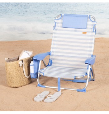 Chaise de plage basse multiposition 51x45x76 cm avec poches 2