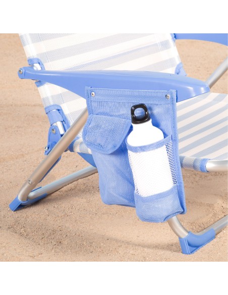 Chaise de plage basse multiposition 51x45x76 cm avec poches