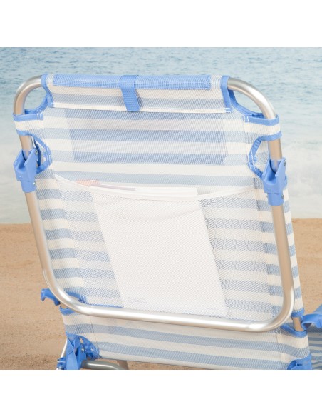 Chaise de plage basse multiposition 51x45x76 cm avec poches