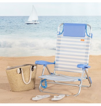Chaise de plage pliante multipositions 48x50x80 cm à... 2