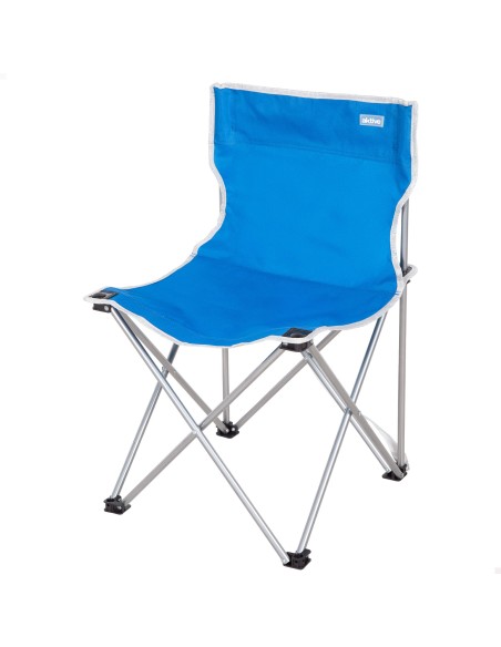 Chaise de camping pliante bleue 43x43x71 cm avec poignée de transport