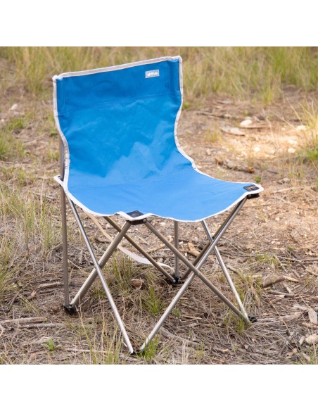 Chaise de camping pliante bleue 43x43x71 cm avec poignée de transport