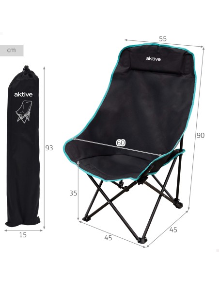 Chaise de camping pliante 55 x 45 x 90 cm avec sac de transport