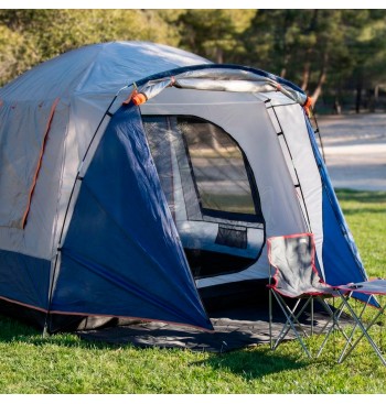 Tente grise et bleue pour 4 personnes, 250 x 350 x 200 cm 2