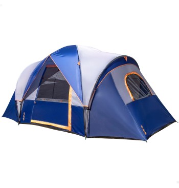 Tente 6 personnes grise et bleue 455x220x190 cm