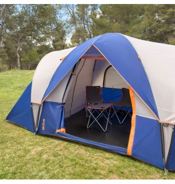 Tente 6 personnes grise et bleue 455x220x190 cm 2