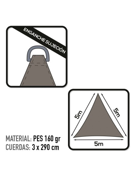 Auvent triangulaire 500x500x500 cm couleur anthracite