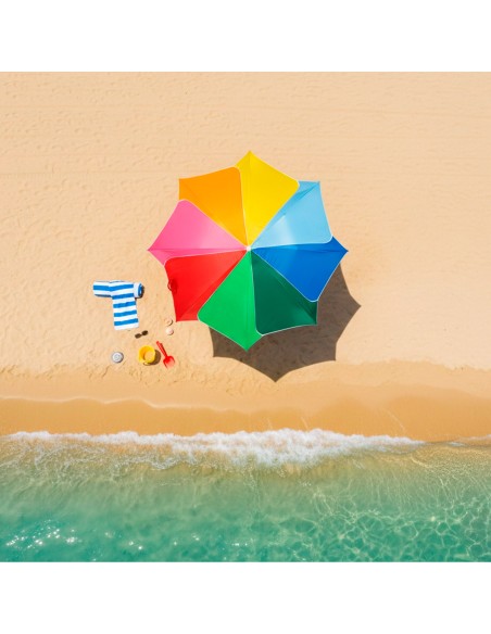 Parasol de plage inclinable avec protection UV50 multicolore diamètre 180 cm