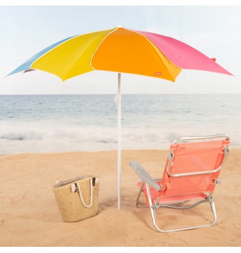 Parasol de plage inclinable multicolore D200 avec... 2