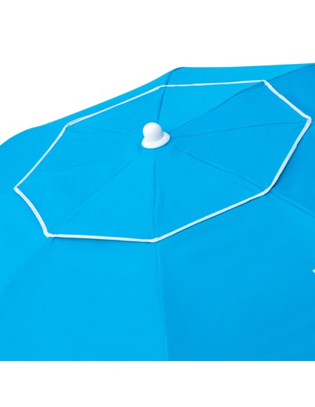 Parapluie de plage coupe-vent 8 tiges 220 cm bleu