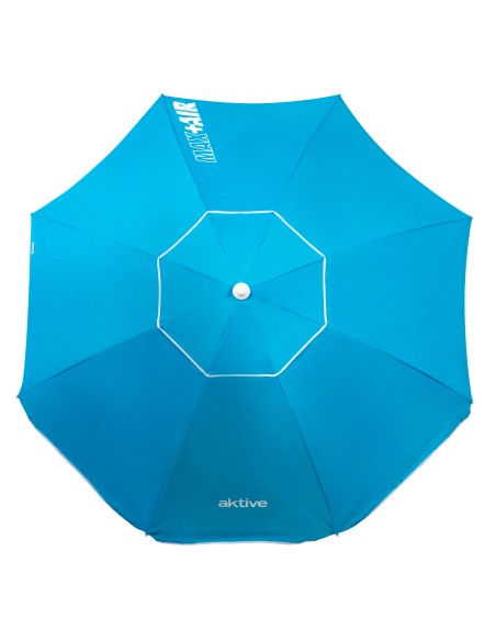 Parapluie de plage coupe-vent 8 tiges 220 cm bleu