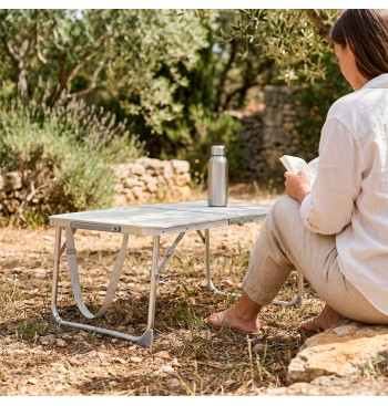 Table de camping pliante couleur crème 60x40x25 cm 2