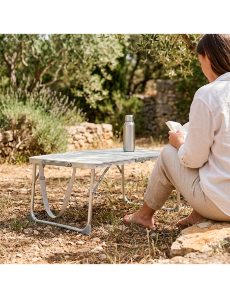 Table de camping pliante couleur crème 60x40x25 cm