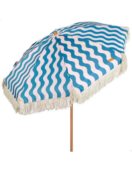 Sombrilla de playa 8 varillas 200 cm ondas marinas con flecos