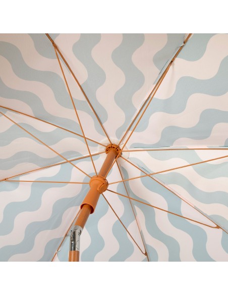 Sombrilla de playa 8 varillas 200 cm ondas marinas con flecos