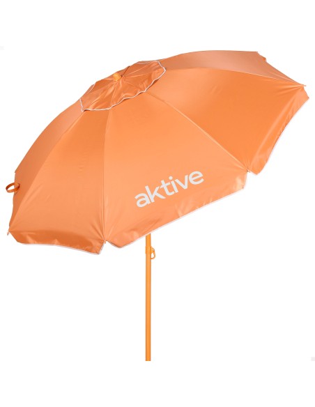 Parasol de plage orange inclinable avec protection UV50 diamètre 220 cm