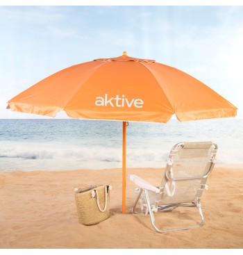Parasol de plage orange inclinable avec protection UV50... 2